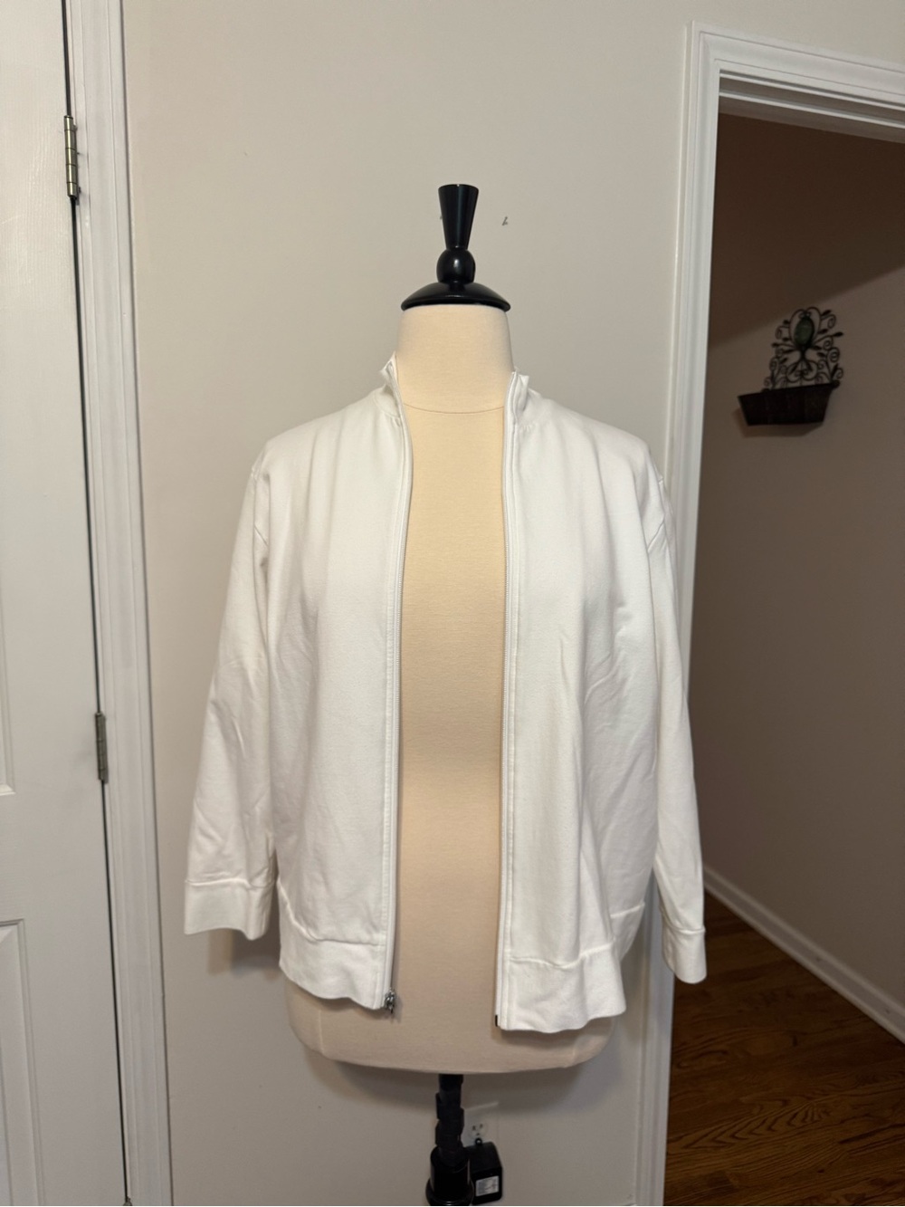 Talbots White Zip-Front Bomber Jacket